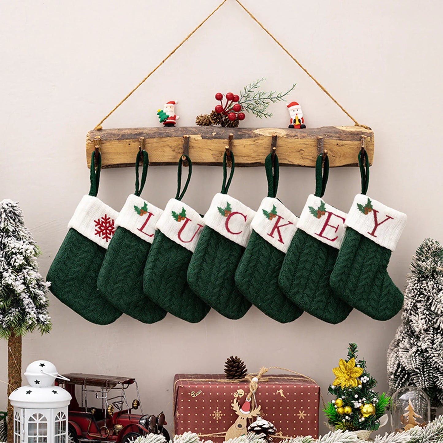 Embroidered Knit Christmas Stocking | Festive Holiday Décor
