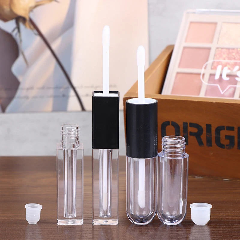 1pcs Double-Ended 2-in-1 Oval Flat Empty Lip Gloss Tubes With Wand Leak Proof Refillable Packaging Plastic Bottle Travel Kit Peaceful Pleasures Health and Wellness
