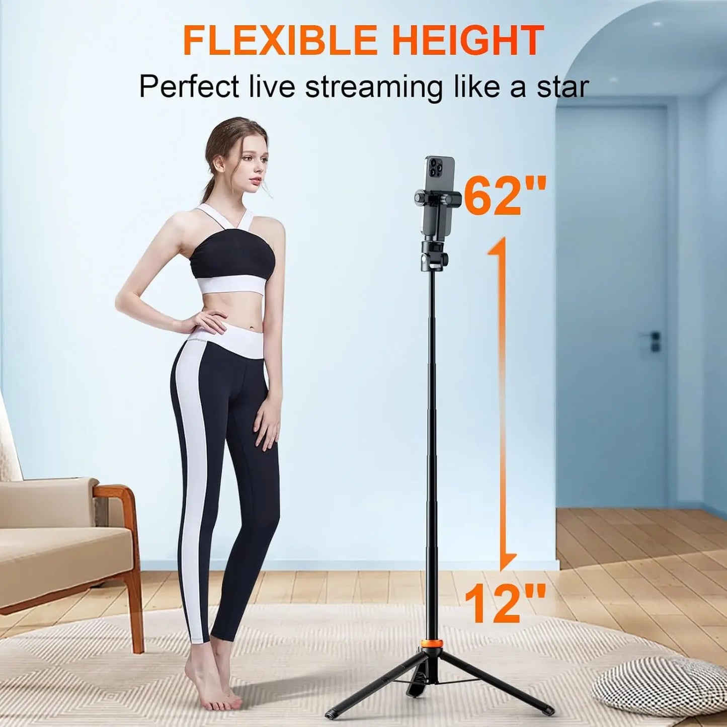 Portable Selfie Stick Cell Phone Tripod 62 Inch/157CM Extendable IPhone Tripod Mobile Tripod Stand for Travel/Vlogging/Filming Peaceful Pleasures Health and Wellness