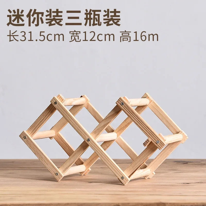 Wooden Double-layer Red Wine Display Piece Solid Wood Modern Minimalist Desktop Red Wine Display Rack Red Wine Display Rack Peaceful Pleasures Health and Wellness Wood color 3 grids