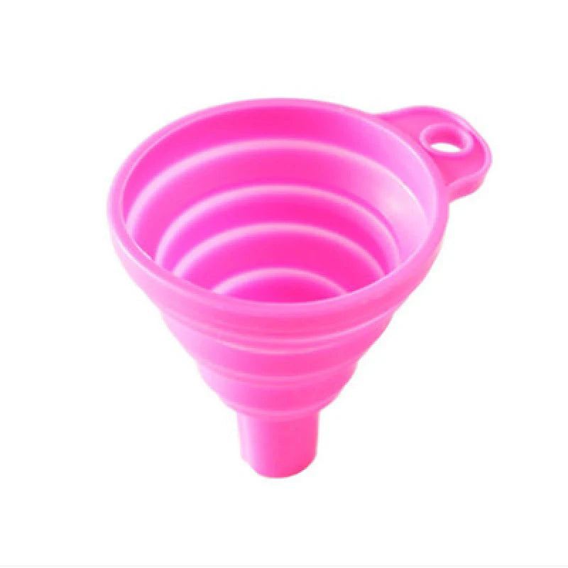 Household Telescopic Funnel Kitchen Packaging High Temperature Resistant Funnel Engine Funnel Car Universal Silicone Liquid Funn Peaceful Pleasures Health and Wellness PINK