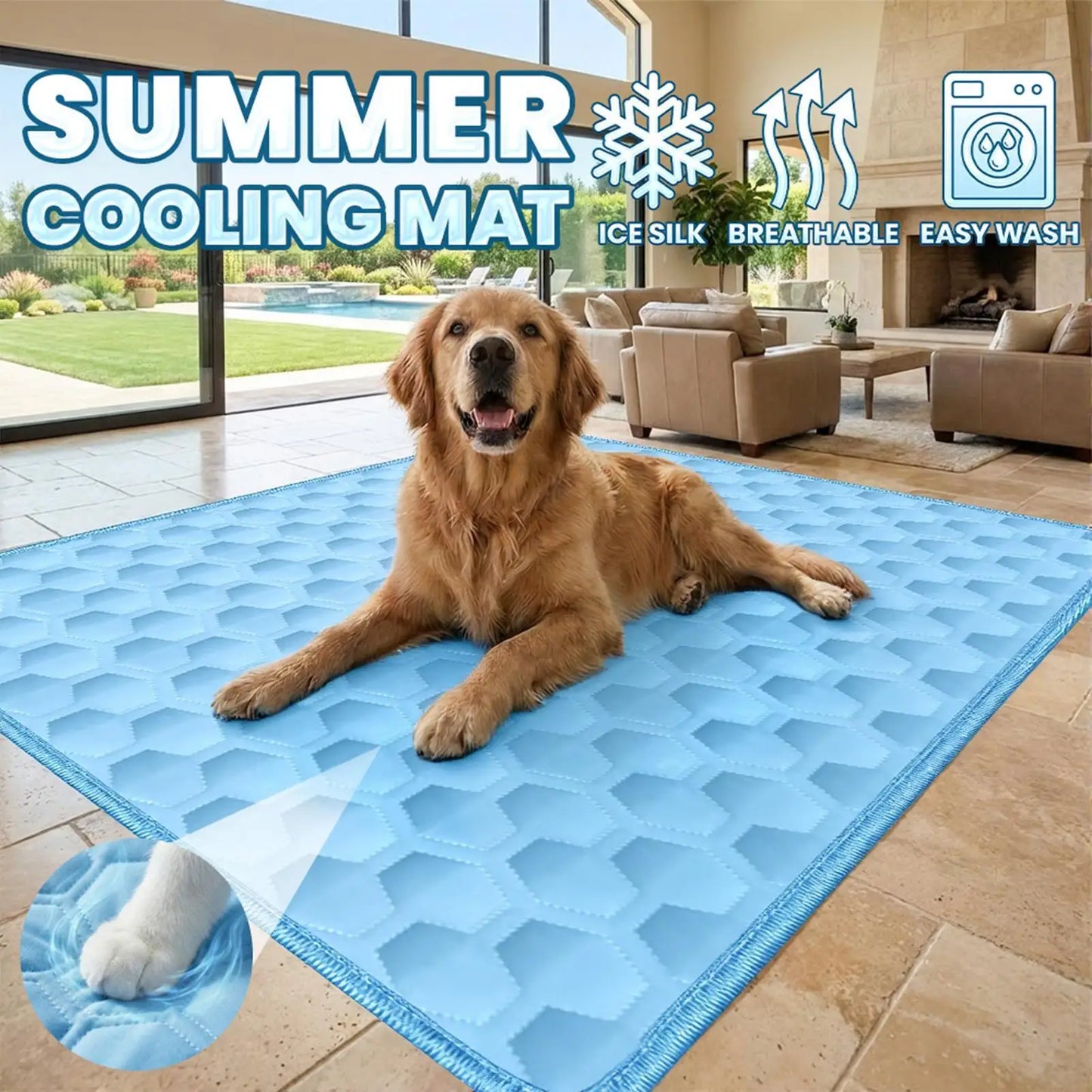 Pet Cooling Mat for Dogs & Cats – Ice Silk, S–XXL Sizes