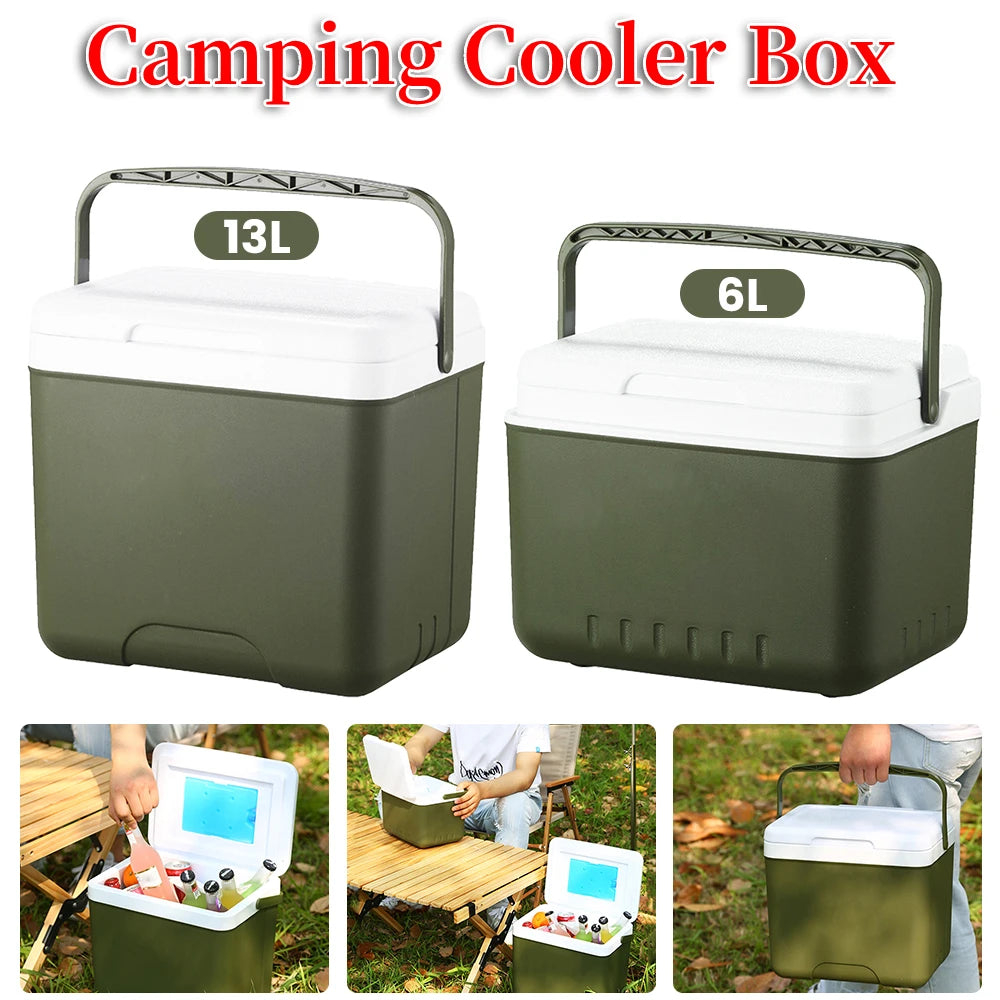 6/13L Cooler Box Portable Camping Refrigerator Incubator Large Capacity Car Ice Bucket Heat Preservation Camping BBQ Equipment Peaceful Pleasures Health and Wellness