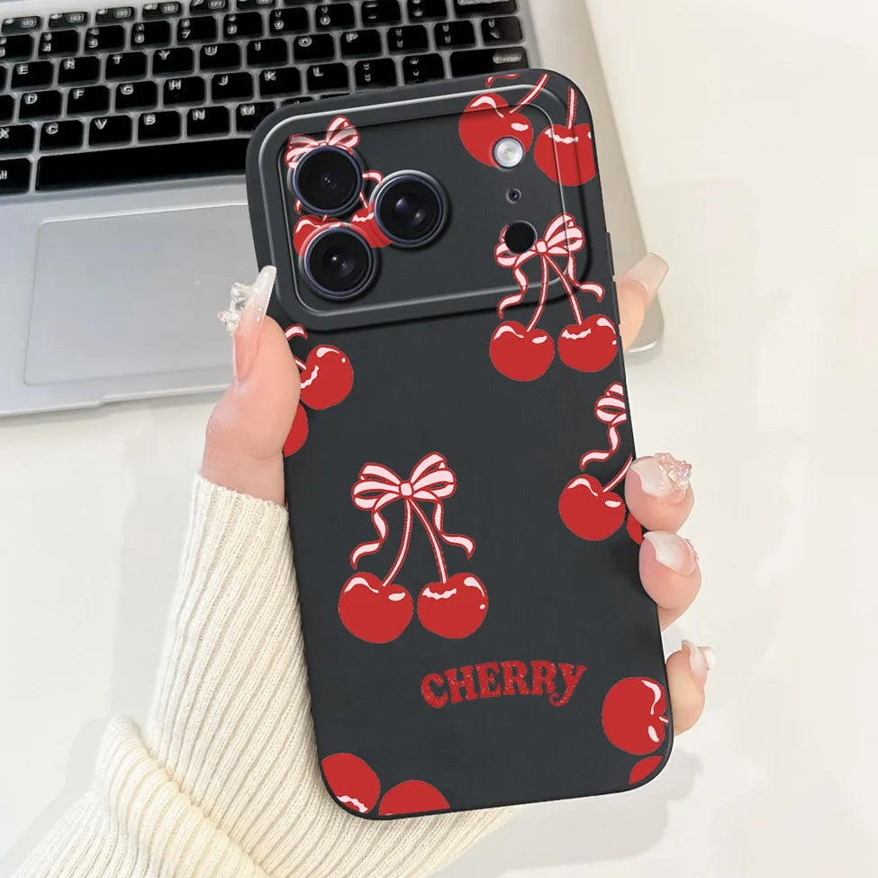 iPhone 17 Pro Silicone Case | Cute Kawaii Floral Painted Cover