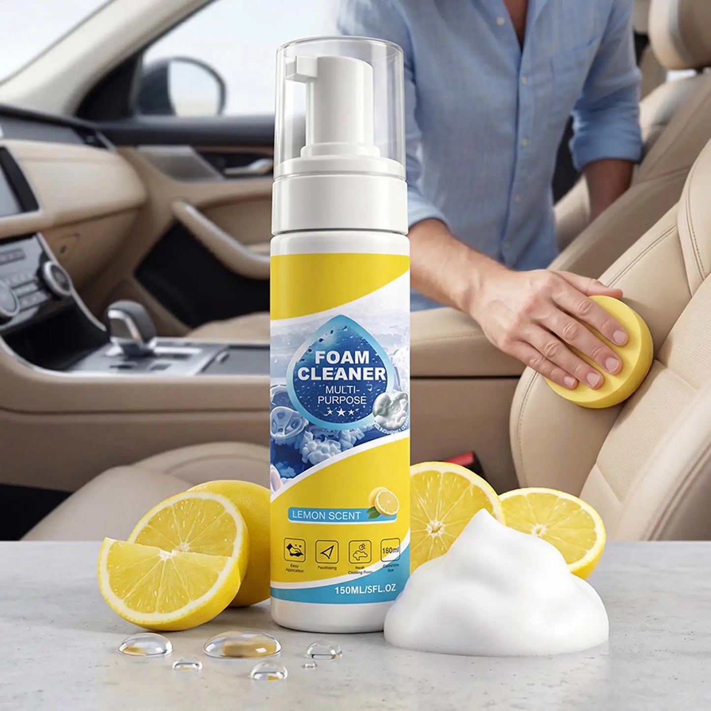 150ml Car Interior Foam Cleaner – Fabric, Leather & Upholstery