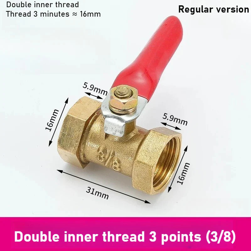 Pneumatic Copper Ball Valve – Red Handle Threaded Female 1/4"