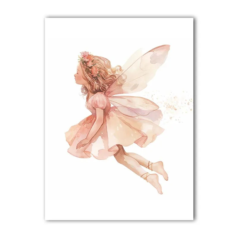 Nursery Wall Art, Nordic Cute Fantasy Fairy Canvas Painting, Baby Poster Print for Toddler Kids Princess Room Wall Decor Peaceful Pleasures Health and Wellness 04 50x70cm NoFrame China Mainland