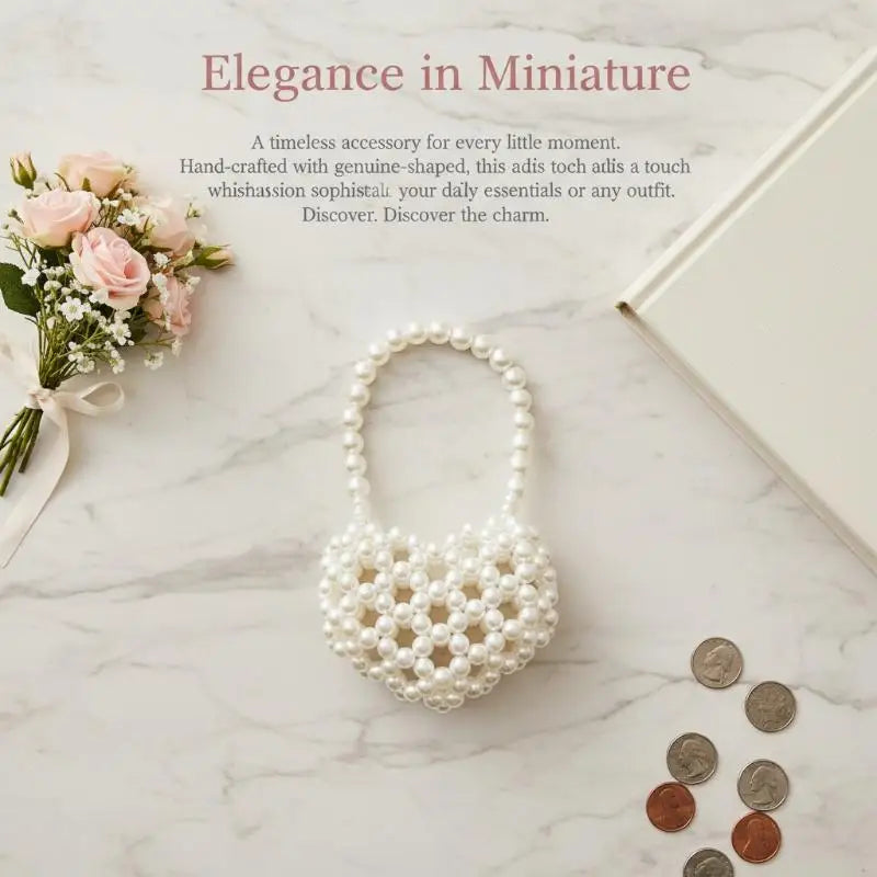 Pearl Beaded Heart Mini Bag – Cute Crossbody Handbag for Girls