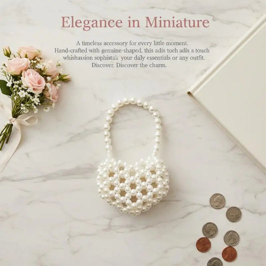 Pearl Beaded Heart Mini Bag – Cute Crossbody Handbag for Girls Mini Crossbody Bag Oasis Select