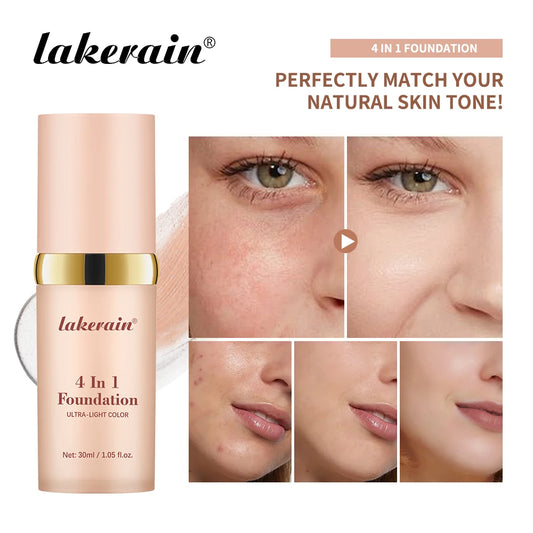 4in1 Foundation Liquid Hydrating Full Coverage Concealer SPF30 Long-wearing Waterproof Even Skin Tone Foundation Face Cosmetics Peaceful Pleasures Health and Wellness