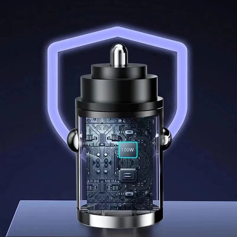 100W Dual USB Car Charger QC3.0 PD Fast Charging Adapter