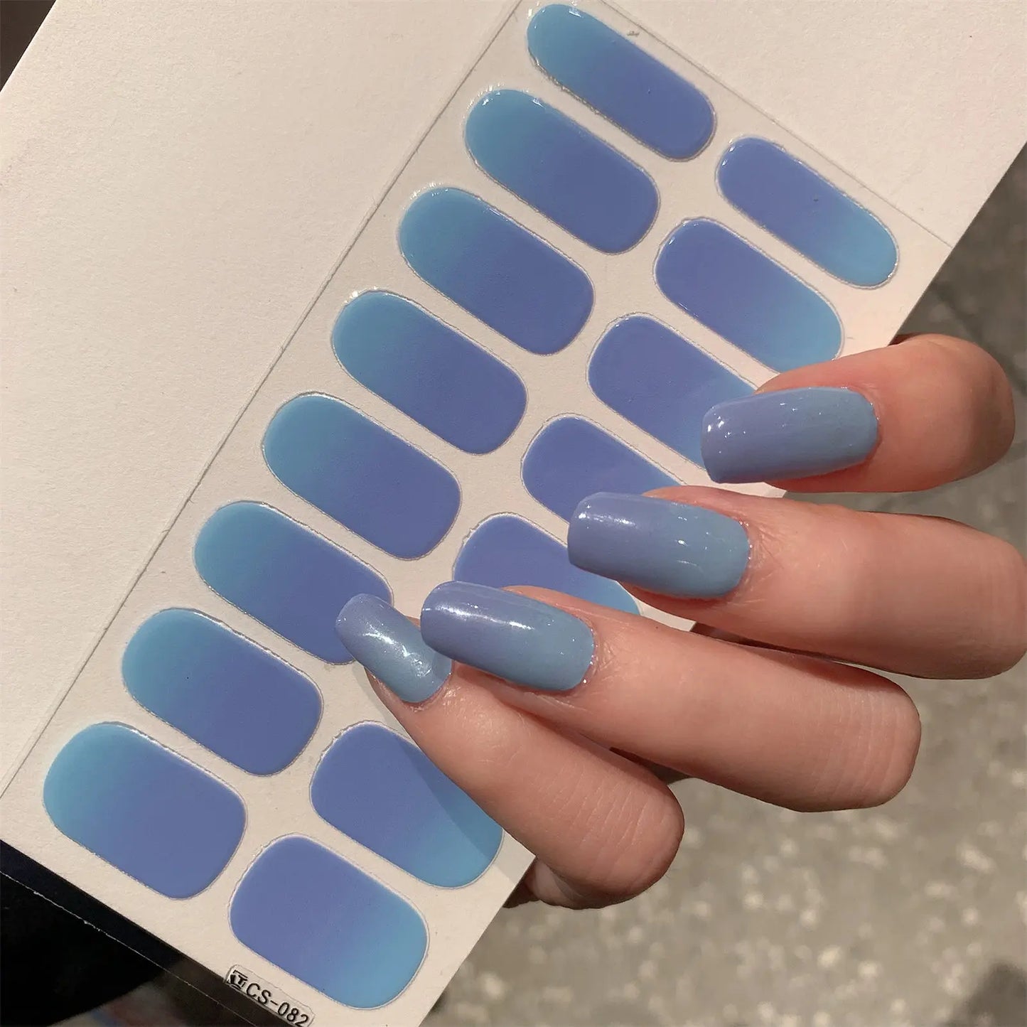 1 Sheet Semi Cured Wrap Gradient Nail Sticker Multi Color Solid Gel Full Cover Slider No Need UV Lamp Cured Fast Gel Nail Decal Peaceful Pleasures Health and Wellness Cs82