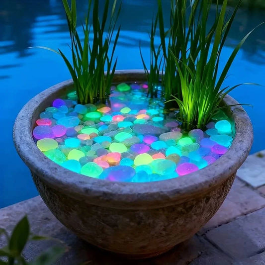 200Pcs Glow in the Dark Pebbles – Garden, Aquarium & Patio Glow Garden Pebbles Peaceful Pleasures Health and Wellness