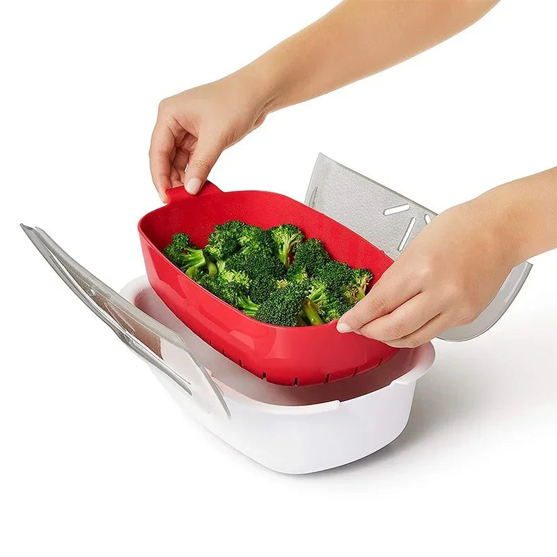 New Steam Case Plastic Steamer With Lid Microwave Oven Steamer For Steamed Bread Bun Dumpling Fish Kitchen Tools Cooking Tools Peaceful Pleasures Health and Wellness