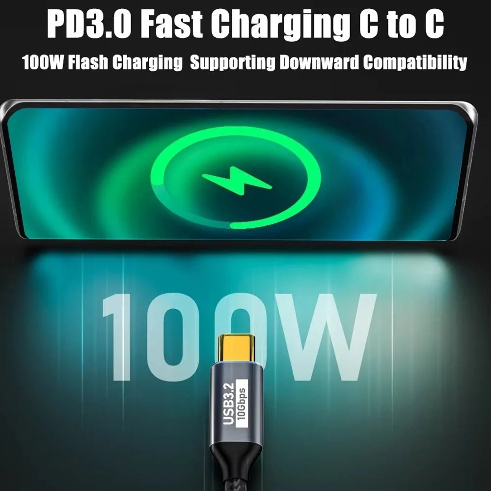 USB-C to USB-C PD 100W Cable | 10Gbps 5A 4K 60Hz Fast Charge