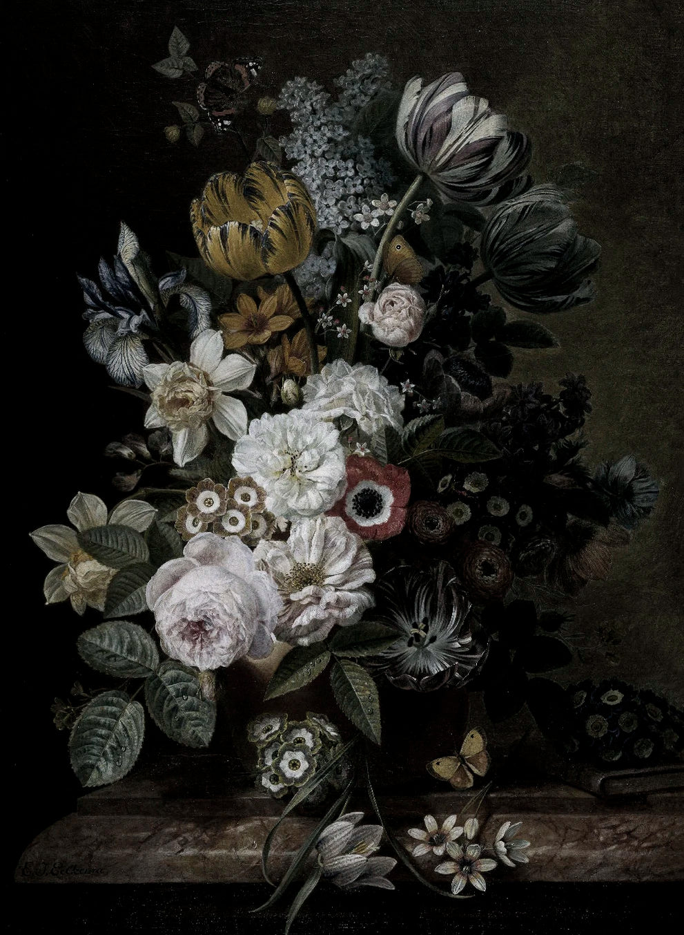 Moody Vintage Floral Series Poster Print Canvas Painting Art Pictures Home for Living Room Bedroom Wall Decor Frameless Peaceful Pleasures Health and Wellness