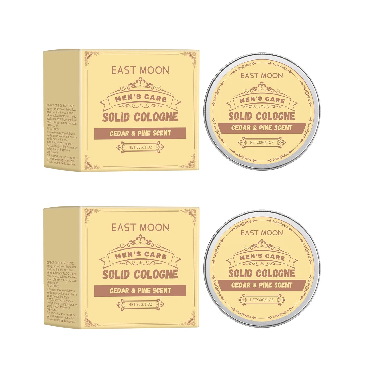 Cedarwood Solid Perfume For Men Portable Long Lasting Fragrance Balm Seed Oil Woody Scent Daily Grooming Gift For Him Peaceful Pleasures Health and Wellness 2PCS 30g