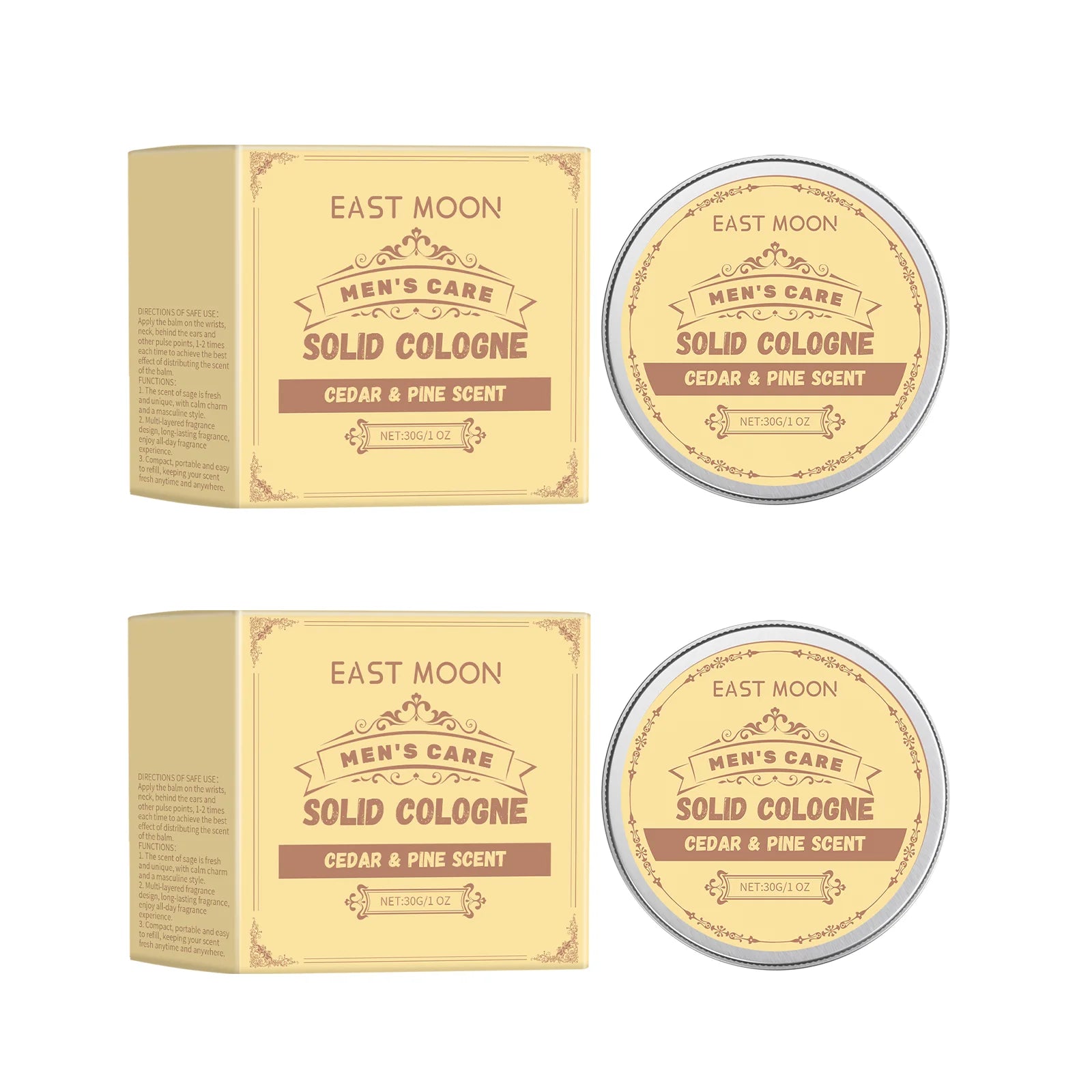 Cedarwood Solid Perfume For Men Portable Long Lasting Fragrance Balm Seed Oil Woody Scent Daily Grooming Gift For Him Peaceful Pleasures Health and Wellness 2PCS 30g