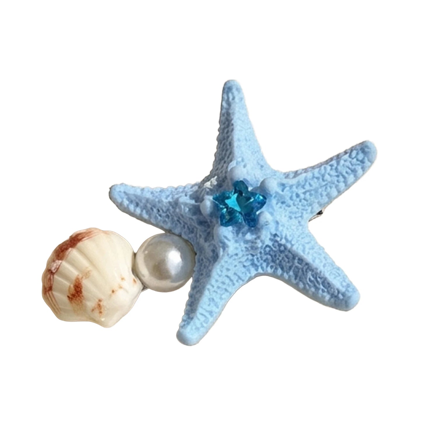 Colorful Starfish-Shell Hair Clip Resin Alloy Spring Design for Women and Teens Peaceful Pleasures Health and Wellness Blue