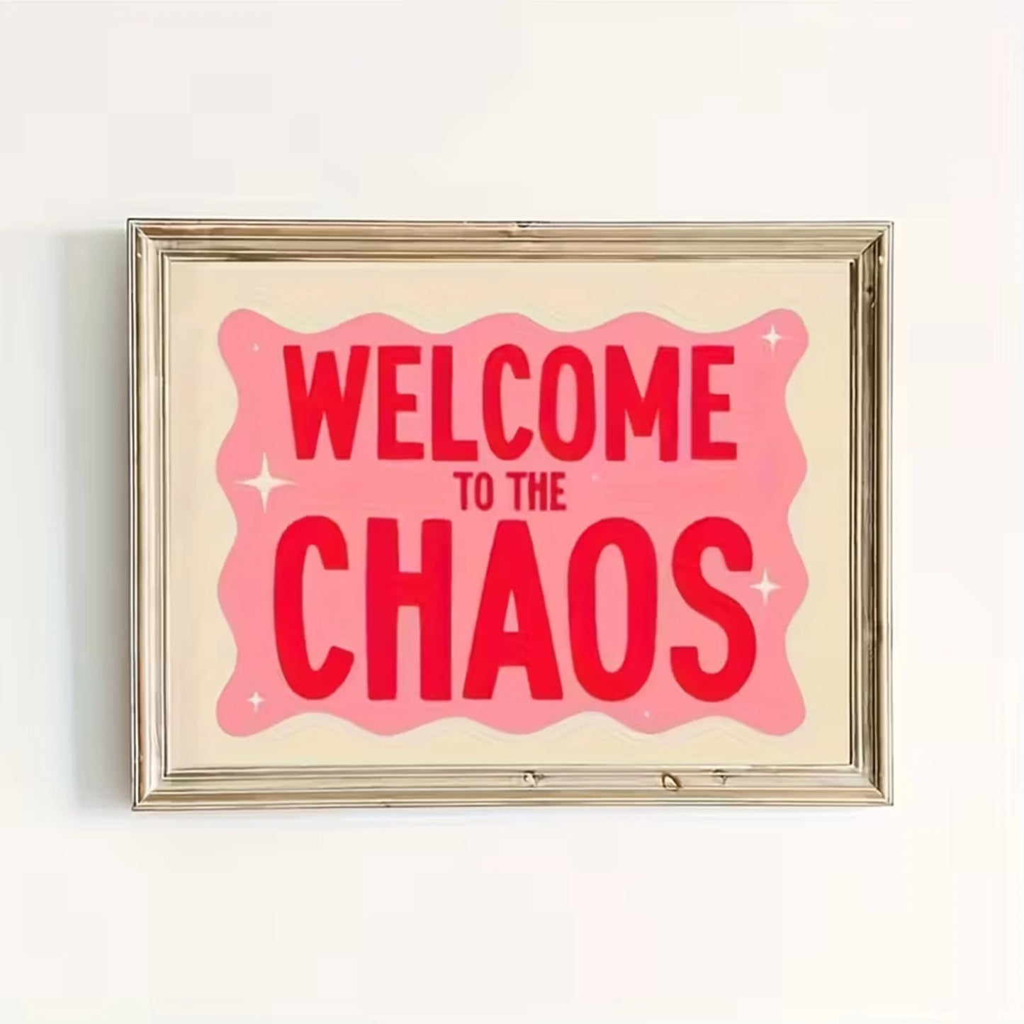 "Welcome To The Chaos" Pink Canvas Wall Art Print Canvas Wall Art Peaceful Pleasures Health and Wellness G3425 30x40cm Black Frame