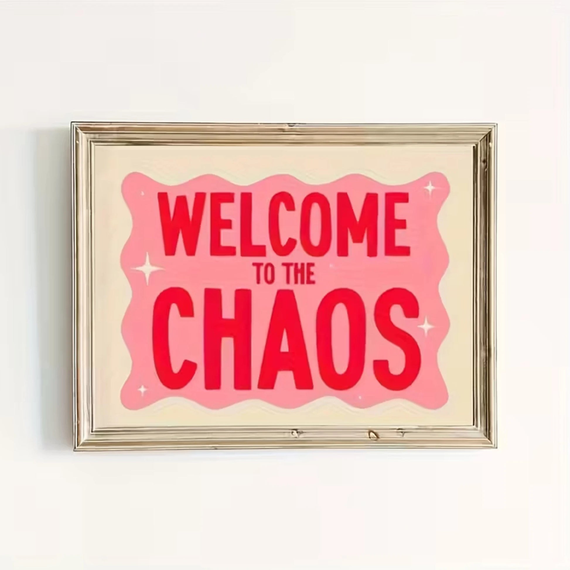 "Welcome To The Chaos" Pink Canvas Wall Art Print Canvas Wall Art Peaceful Pleasures Health and Wellness G3425 30x40cm Black Frame