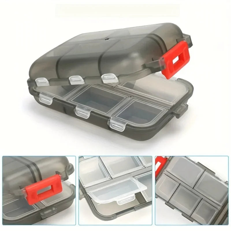 Double-layer small pill box Portable pill box Transparent 10-cell sealed medicine storage box camping equipment survival kit Peaceful Pleasures Health and Wellness