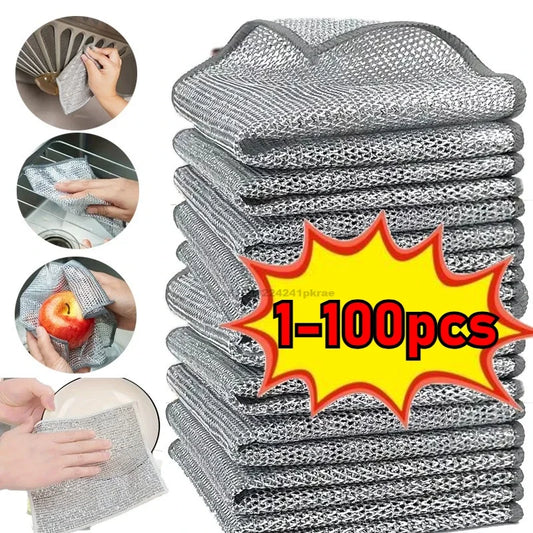 Silver Fabric Dish Cloths – Non-Stick, Absorbent Kitchen Rags Kitchen Cleaning Cloth Oasis Select