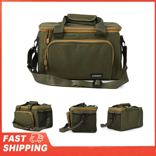 Lixada Portable Multifunctional Canvas Fishing Shoulder Bag Tackle Peaceful Pleasures Health and Wellness