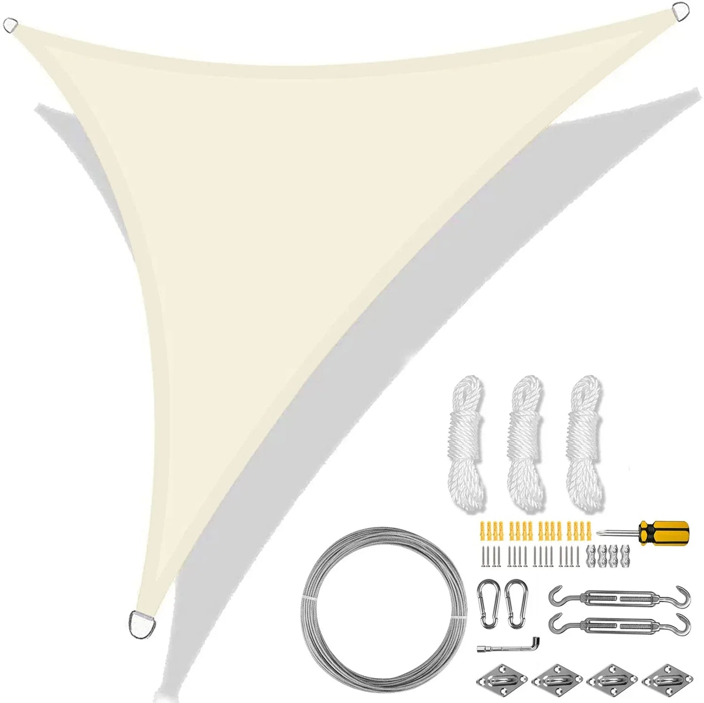 5/3.6/3/2M Triangle Shade Sail Waterproof Sunshade Sail Canopy 98%UV Block Awning with Free Rope for Garden Patio Pergola Gazebo Peaceful Pleasures Health and Wellness