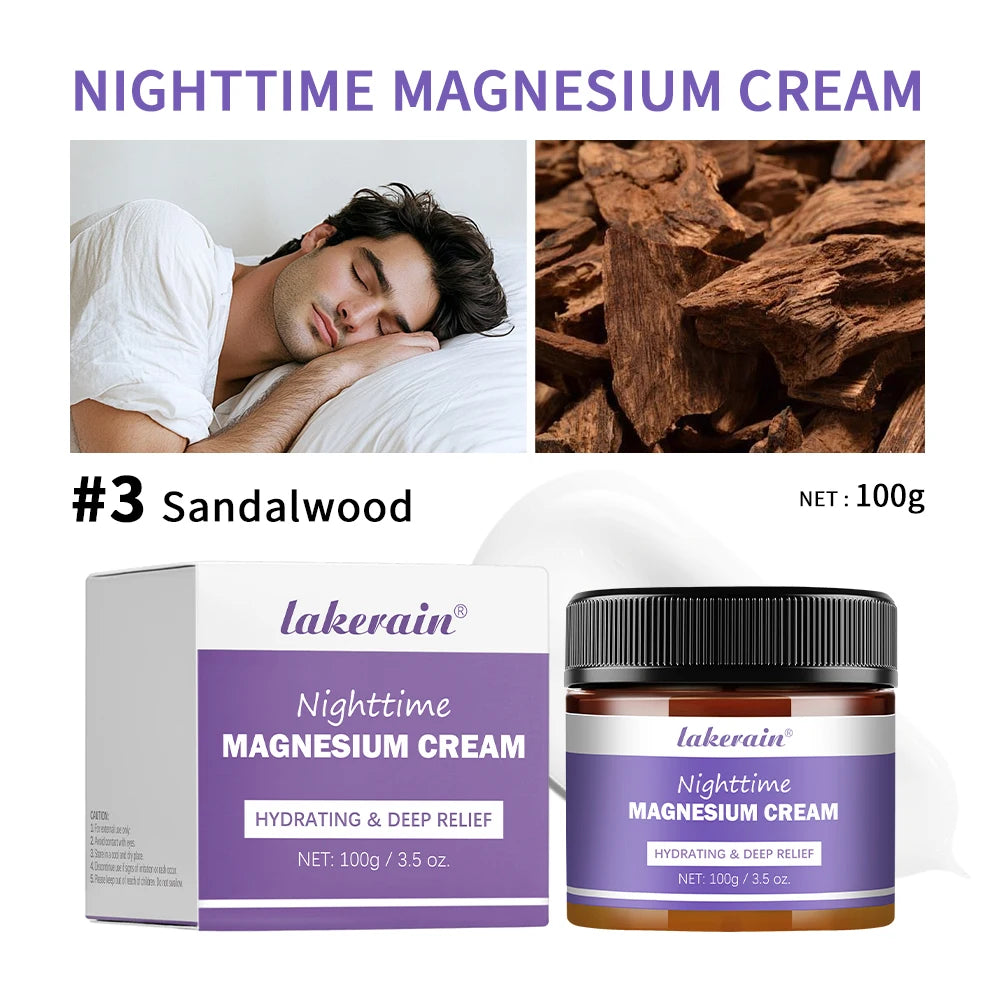 Magnesium Lotion Nighttime Magnesium Cream Lavender Legs Arms Chest Care Natural Aid for Deep Sleep Moisturizer After-sun repair Peaceful Pleasures Health and Wellness Sandalwood