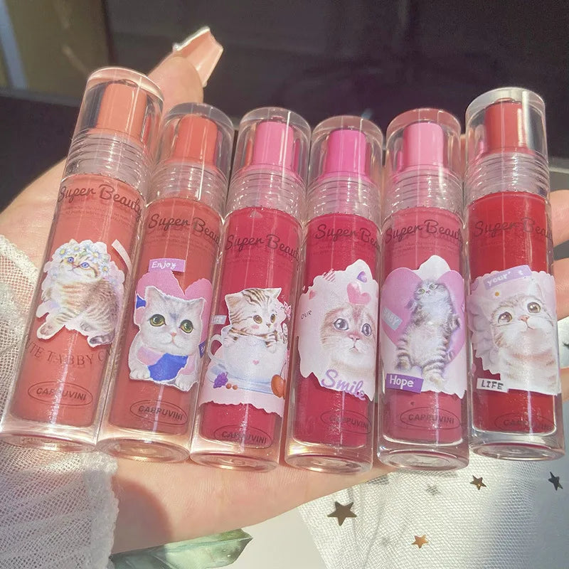 Cappuvini Cat Mirror Lip Glaze – 6 Colors, High Gloss K-Beauty