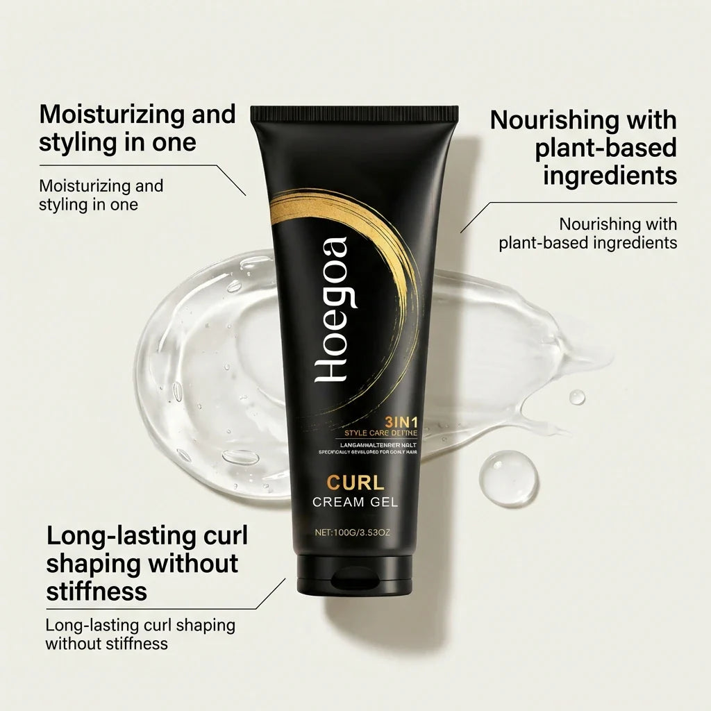 HOEGOA 3-in-1 Curl Styling Cream Gel – Bouncy, Frizz-Free Curls