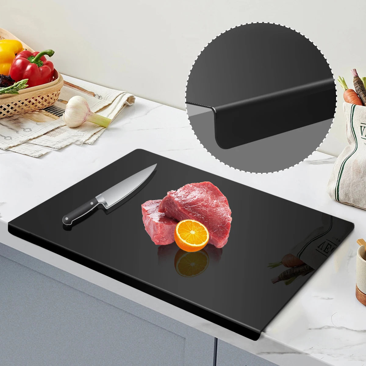 Acrylic Cutting Board With Lip Anti-slip Kitchen Cutting Chopping Boards Counter Countertop Protector Kitchen Accessories Peaceful Pleasures Health and Wellness