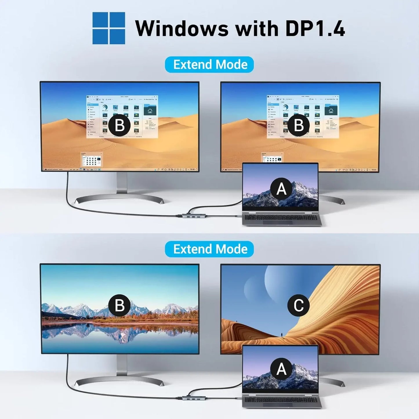 USB C Docking Station with Dual HDMI 4K, 3 USB Ports & PD Charging for Windows Laptops Peaceful Pleasures Health and Wellness