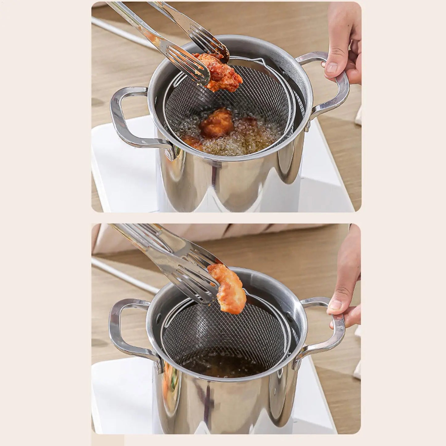 4L Stainless Steel Pasta Pot with Strainer & Lid | Deep Fryer