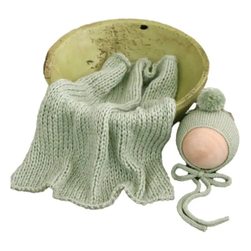 Newborn Photography Props – Mohair Hat & Wrap Blanket Set