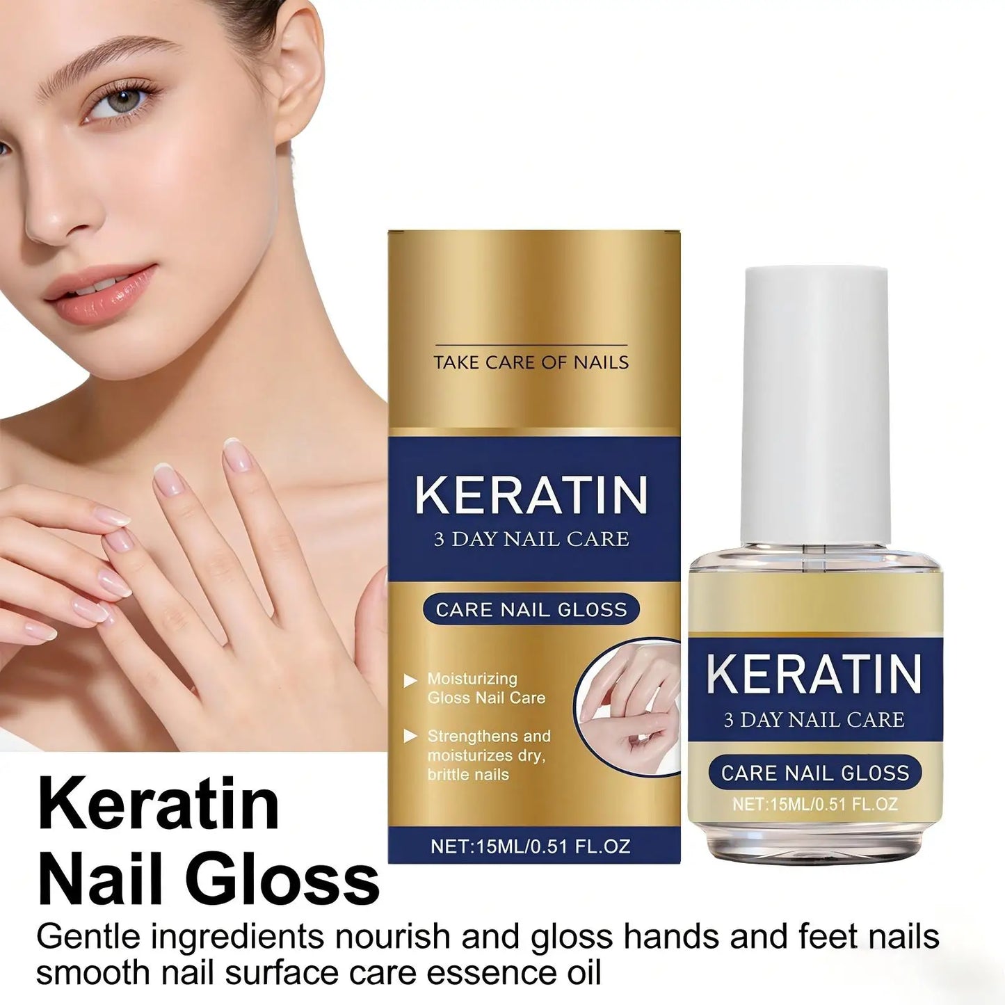 Keratin Nail Gloss 3 Day Nail Care Nail Repair Strengthen Improve Yellowing and Thickening Long Lasting Repair Brittle Thin Nail Peaceful Pleasures Health and Wellness