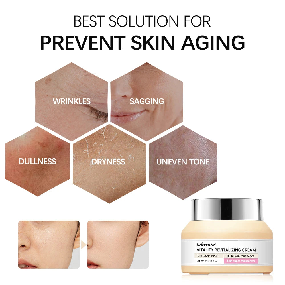 Vitality Revitalizing Cream Anti-aging facial Moisturizes Tightens The Skin To Improve Dry Skin And Fine Lines Skin Care Product Peaceful Pleasures Health and Wellness