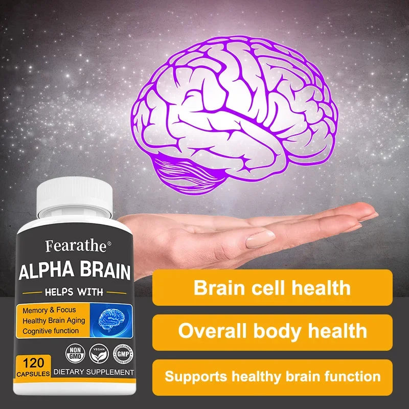 Alpha Brain Nootropics Brain Supplement for Men and Women - Memory, Mental Clarity & Cognition with Vitamin B6, Focus Capsules Peaceful Pleasures Health and Wellness