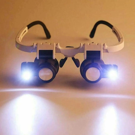 2XLED Watch Jeweler Repair Magnifier Head-Mounted Headband Adjustable Magnifying Head Eye Glasses Loupe Lens 23X 8X 15X Peaceful Pleasures Health and Wellness Black and White