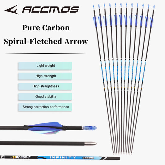 6 12 ID4 2 Pure Carbon Arrow Blue Silver Spin Feather Recurve Peaceful Pleasures Health and Wellness sp900-12pcs