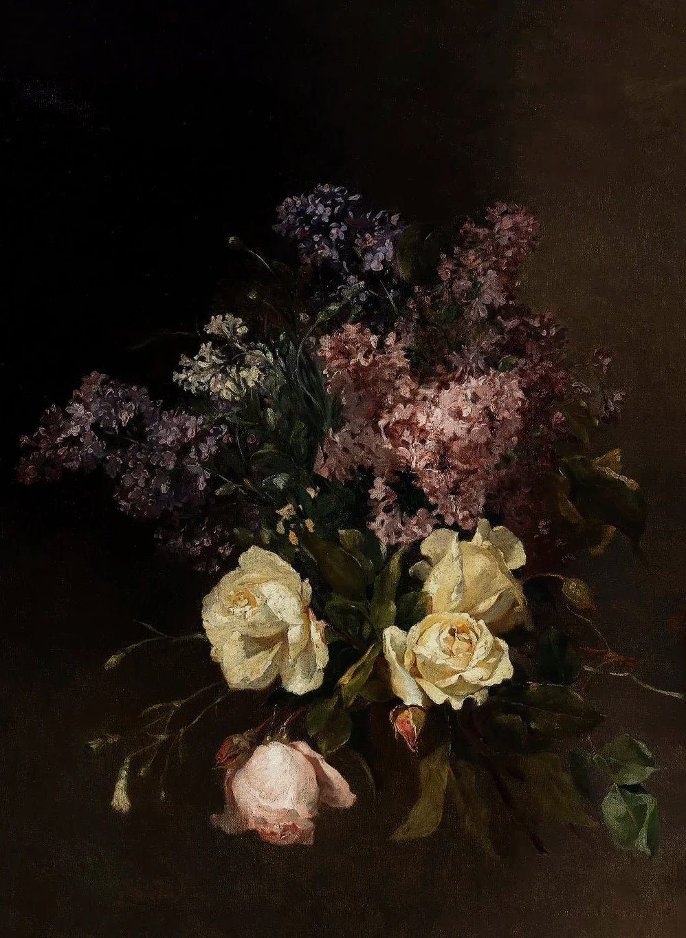 Moody Vintage Floral Series Poster Print Canvas Painting Art Pictures Home for Living Room Bedroom Wall Decor Frameless Peaceful Pleasures Health and Wellness 12 40x50cm Unframed