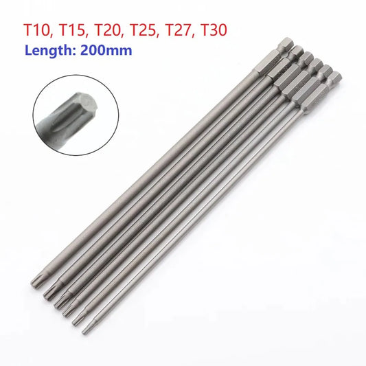 1 Long T10-T30 Magnetic Torx Screwdriver Bits Alloy Steel Electric Peaceful Pleasures Health and Wellness