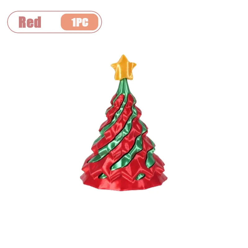 3D Printed Spiral Christmas Tree Fidget Toy | Dual-Color Swirl