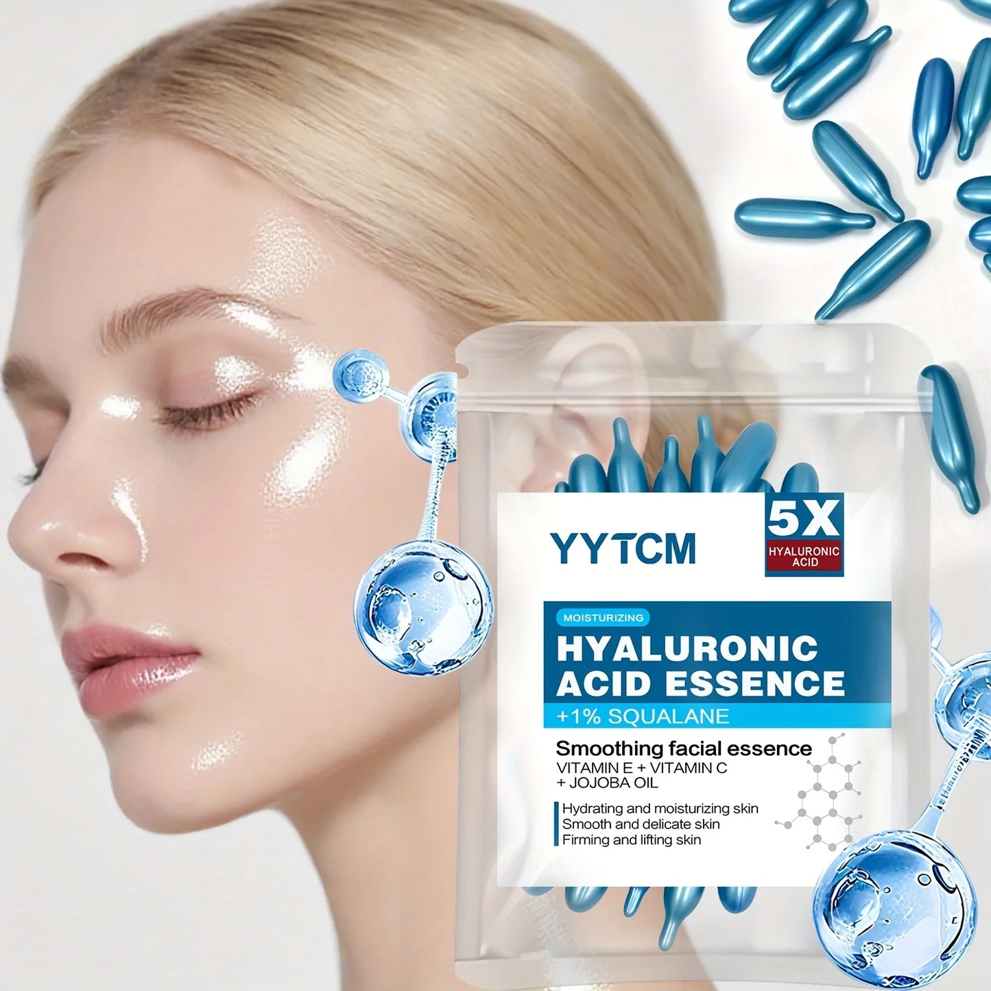 Hyaluronic acid deep moisturizing capsule essence, deep moisturizing and brightening skin essence (0.4gx30 capsules)/bag -1 bag Peaceful Pleasures Health and Wellness