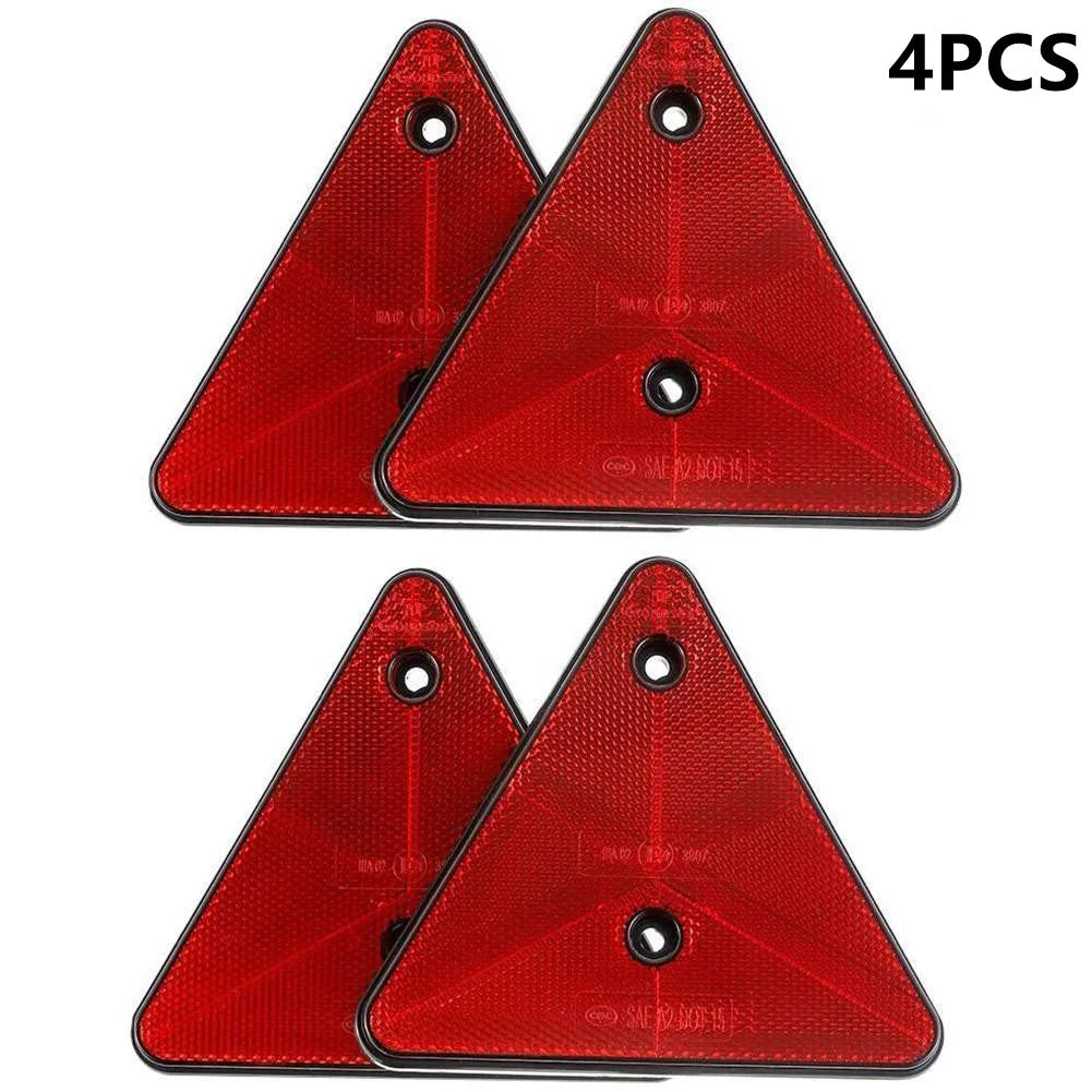 Red Triangle Rear Reflectors for Trailer, Bike & Truck | 1-4 Pcs