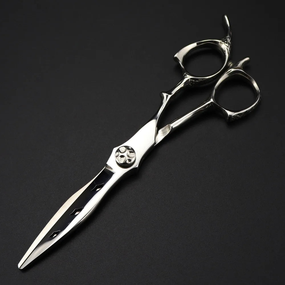 Customize Logo Japan 440c 6 '' Upscale Scissor Hollow Hair Scissors Cutting Barber Haircut Thinning Shears Hairdresser Scissors Peaceful Pleasures Health and Wellness cutting