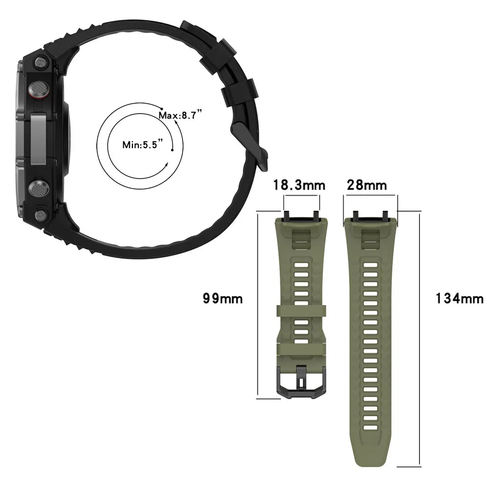 Silicone Watch Band & Case for Amazfit T-Rex 3 – Replacement