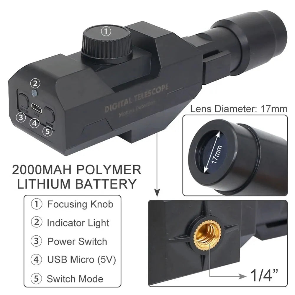 WiFi Digital Telescope,70x Zoom 1920X1080 Monocular Camera Monitor with Tripod Cellphone APP Control Support Android IOS System Peaceful Pleasures Health and Wellness