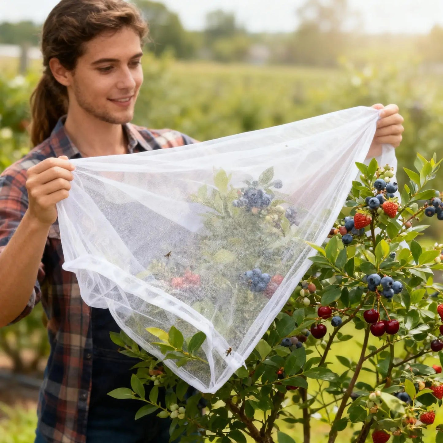 Garden Netting 2-Pack Plant Mesh Cover with Drawstring & Zipper